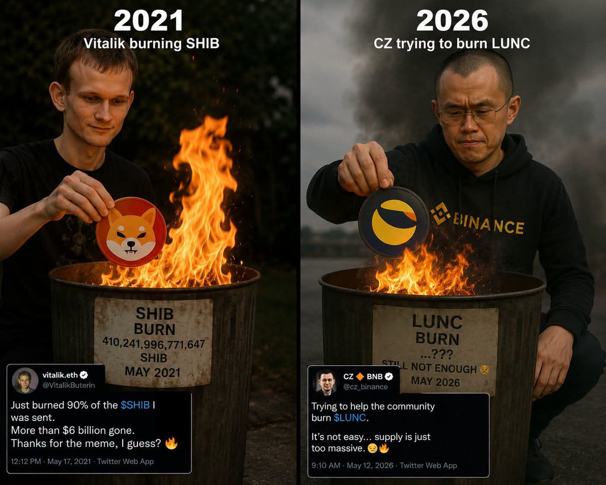 bigslim242's tweet photo. Vitalik Buterin Burned 425 TRILLION ShibaInu Tokens At Once. Back in 2021, Vitalik received a massive amount of $SHIB tokens Then he shocked the crypto world 
That moment became one of the biggest token burns in crypto history

For $LUNC, Binance has been burning LUNC since 2022 https://t.co/2IHwhSmuKY