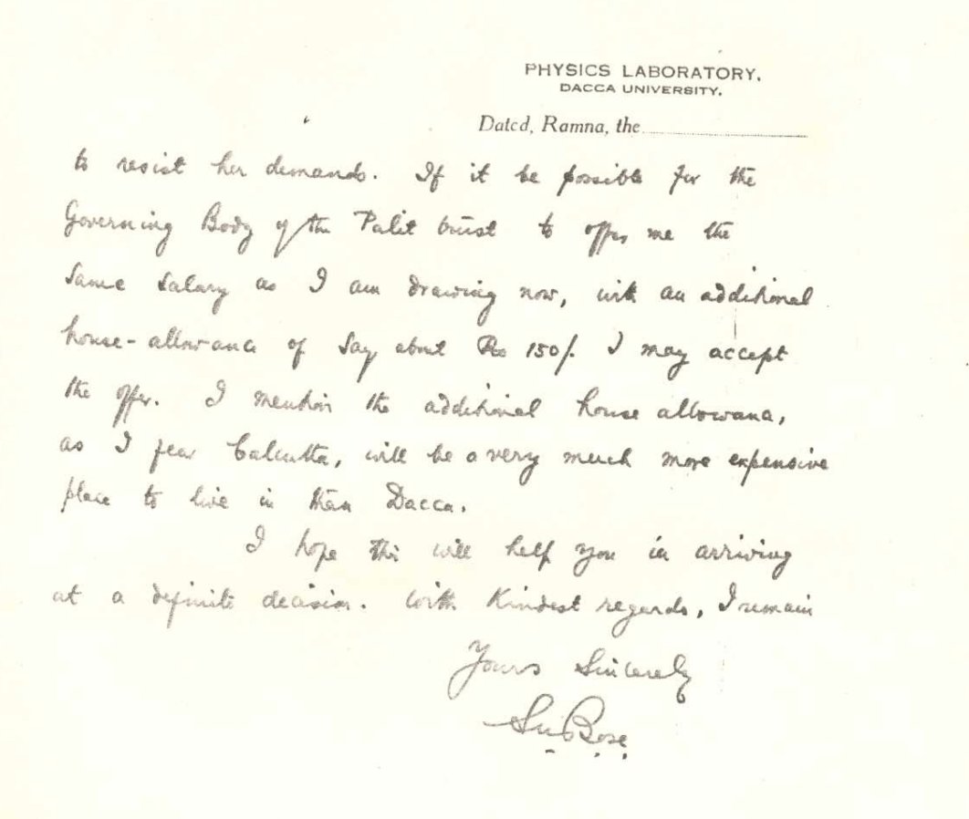 Fintech03's tweet photo. This letter is a beautiful piece of modern Indian scientific history. It captures a moment of deep negotiation, personal humility & institutional building involving 1 of India’s greatest minds: Satyendra Nath Bose.

The recipient of this letter is Sir Syama Prasad Mookerjee, who in 1938 was serving as the Vice-Chancellor of Calcutta University. Syama Prasad was actively trying to poach the absolute best Indian scientific minds from across the country to bring them back to their Alma Mater in Calcutta. He had written to S.N. Bose, who was then making waves at Dacca University, offering him a prestigious position under the Palit Trust (Palit Professorship of Physics).

What makes this letter beautiful is how it balances profound emotional devotion with absolute, unvarnished pragmatism. Bose admits that the call of his Alma Mater is almost impossible to resist. But then, he negotiates like a true realist.

He asks for a permanent tenure, matching pay & an additional house allowance of ₹150, dryly noting: "I fear Calcutta will be a very much more expensive place to live in than Dacca."

Even the geniuses who redefined the fundamental laws of quantum physics had to calculate the cost-of-living index before switching jobs!🙏🙏
