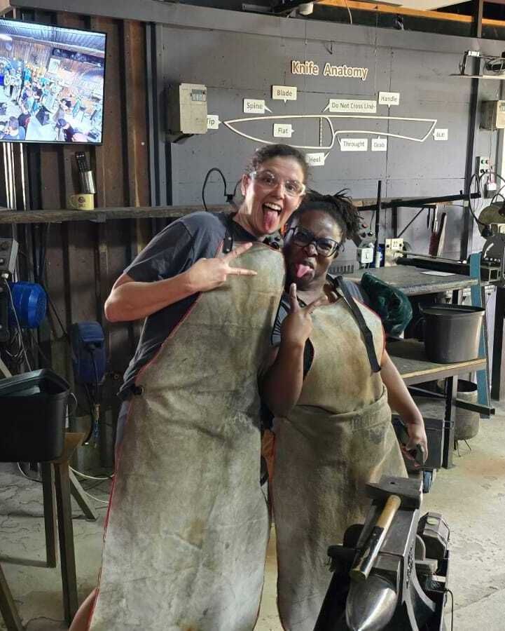 BlackDragonF's tweet photo. Spend a full day in a real working forge, learning the basics of bladesmithing while making your own forged knife from start to finish. No experience needed. Come alone, bring a friend, bring your partner, or book it as a gift. More info &amp; bookings: https://t.co/MpVElWw5r8 https://t.co/0HQw6edd5v