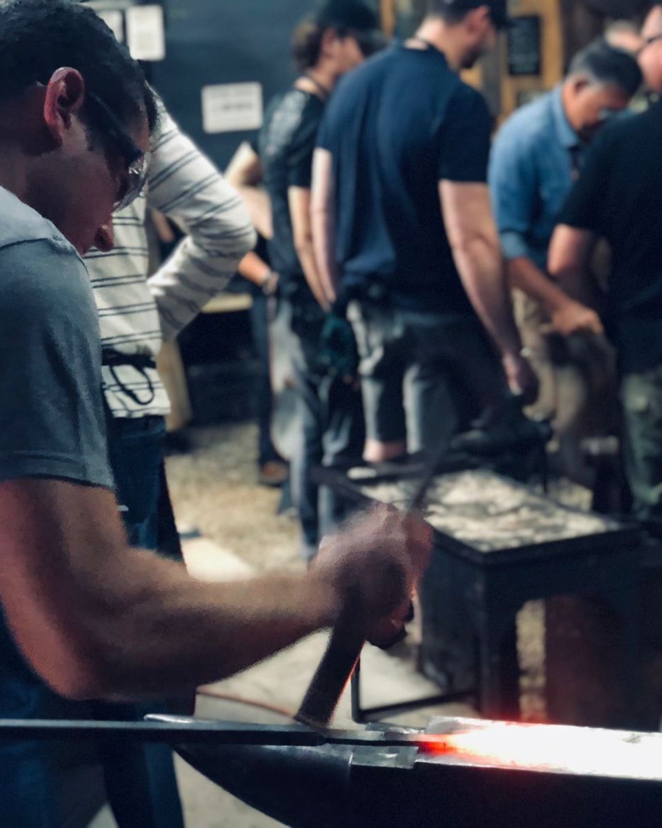 BlackDragonF's tweet photo. Spend a full day in a real working forge, learning the basics of bladesmithing while making your own forged knife from start to finish. No experience needed. Come alone, bring a friend, bring your partner, or book it as a gift. More info &amp; bookings: https://t.co/MpVElWw5r8 https://t.co/0HQw6edd5v