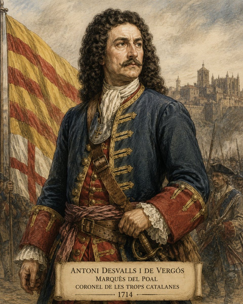 PiquePorta's tweet photo. Antoni Desvalls (Marquès del Poal): Va ser el cap de l'anomenada 'Campanya de l'Interior' i va organitzar la resistència a les comarques de ponent des de Cardona. Mai va ser derrotat per les tropes borbòniques i va dirigir operacions com la batalla de Talamanca. https://t.co/g1cVwsYzpz