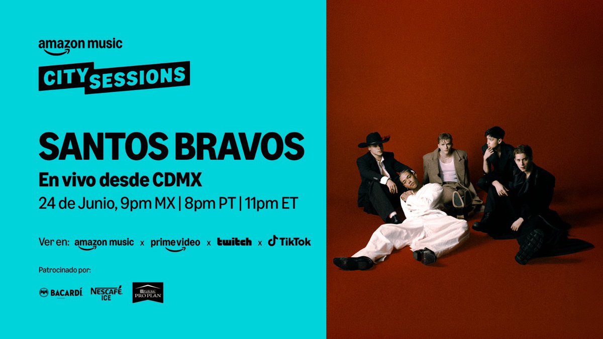STBVDaily's tweet photo. .@Santos_Bravos se presentara en  “Amazon Music City Sessions” el próximo el 24 de Junio a las 9PM CDMX. https://t.co/et4WVG2NXw