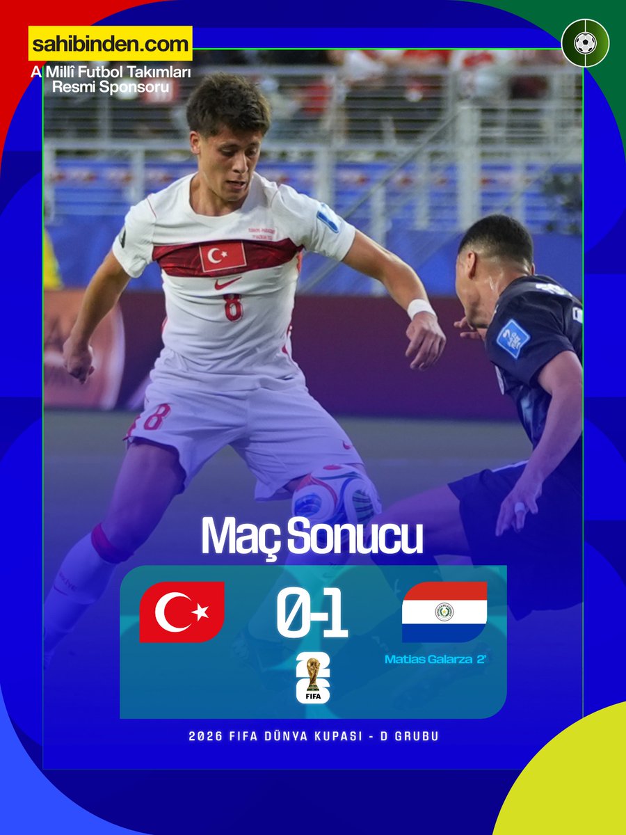 futbolarena's tweet photo. Türkiye 0-1 Paraguay (Maç Sonucu)

🇹🇷 Dünya Kupası'na veda ettik. 

A Milli Futbol Takımları Resmi Sponsoru @sahibindencom

#işbirliği https://t.co/ufXz6DVOq6