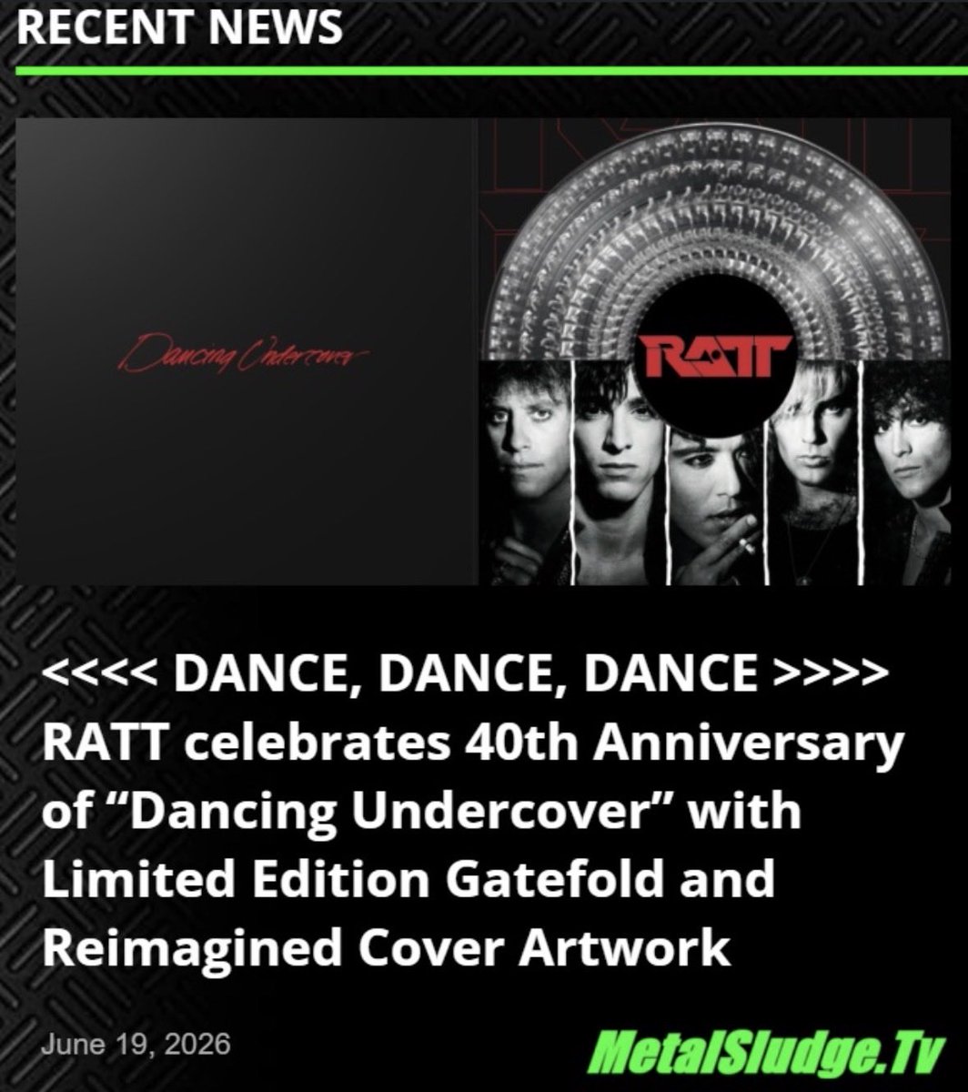 StevieTuff's tweet photo. DANCE, DANCE, DANCE
RATT celebrates 40th Anniversary of “Dancing Undercover” w/ Limited Edition Gatefold &amp; Reimagined Cover Art
#ratt #dancingundercover #stephenpearcy #warrendemartini #juancrousier #robbincrosby #bobbyblotzer #beauhill #metalsludge 

https://t.co/kvvoy4GCAH https://t.co/PyF7nkJH6i