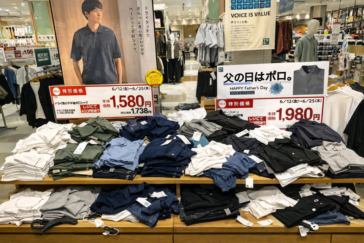 wallsticker_now's tweet photo. @AEON_JAPAN ポロシャツは、トイレした後、手を洗わない民度の低い買いもしない人たちが、ペタペタ触り��くりこんな感じになってしまったら嫌なんで、「買わない奴は、触るな　本当に欲しい人たちの気持ち考えろ！！」ってPOPもあれば素晴らしい売り場だと思います！ https://t.co/I1tJJgzvQr