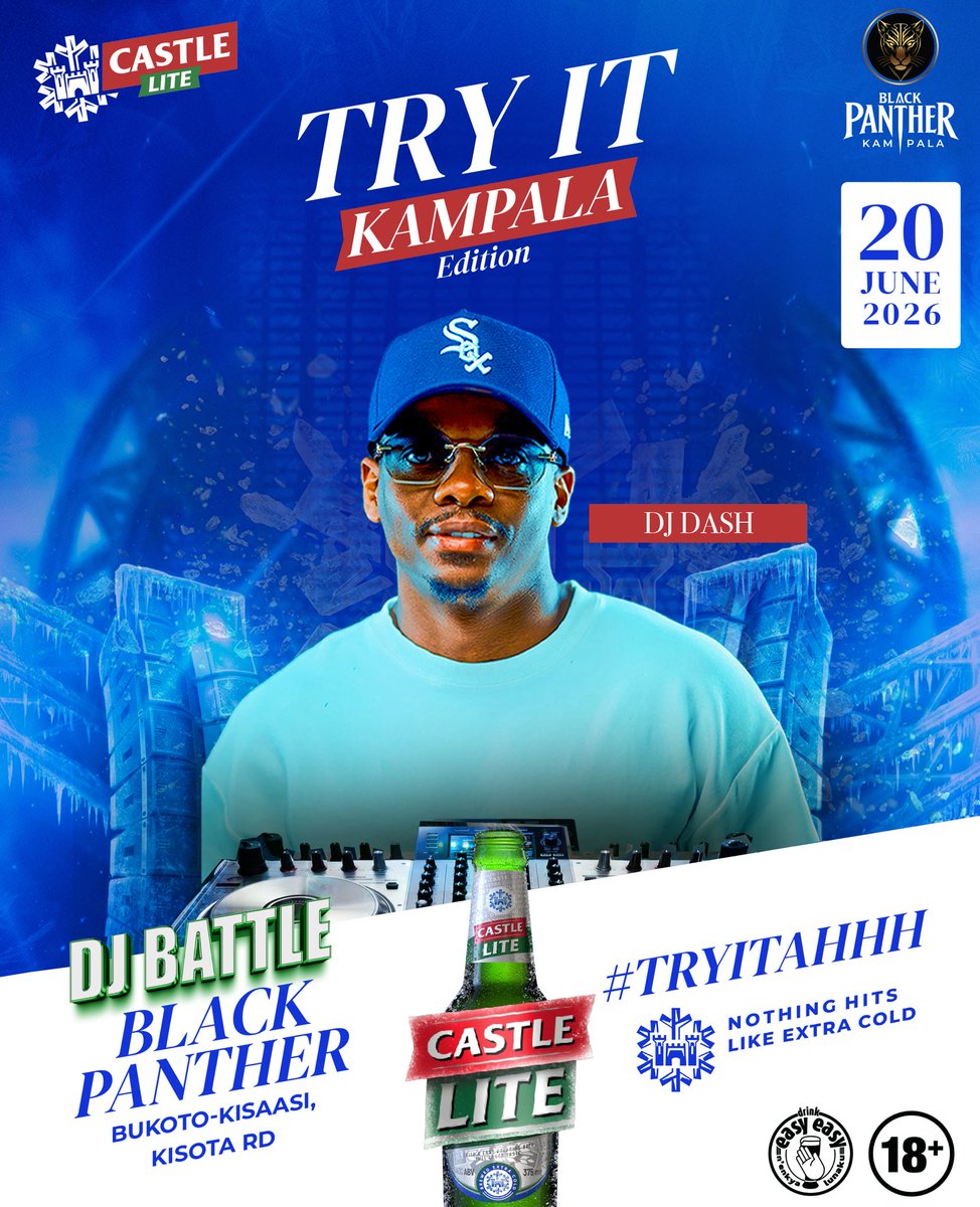 BlackPantherKla's tweet photo. Castle Lite Try It Edition ❄️🍺 Tonight at Black Panther Kampala 🔥

Ice-cold refreshment, premium vibes, and a night built for real party lovers 
 Come taste the chill, feel the energy, and enjoy the ultimate nightlife experience 😉
#CastleLite #TryItEdition #BlackPanther https://t.co/Ucs8m2pKSb