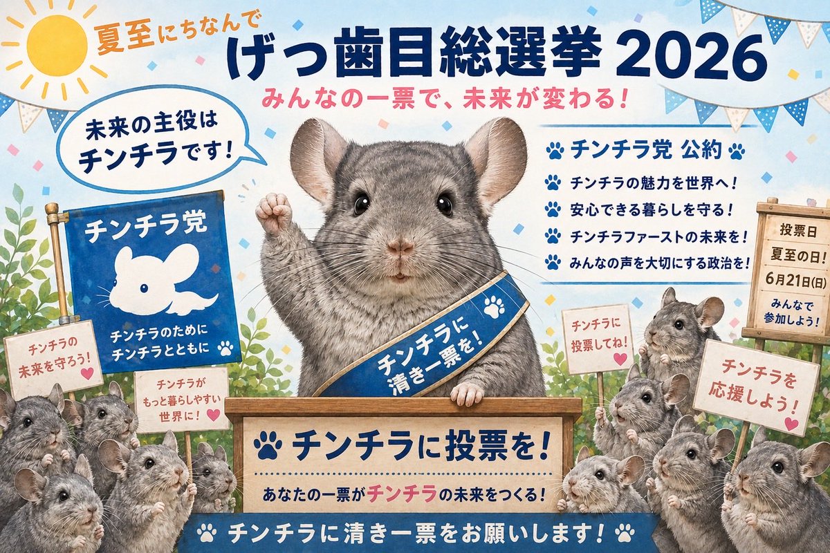 kaori_uniikura's tweet photo. 【げっ歯目総選挙2026】
チンチラが現在1位！このまま逃げ切るぞー！
最後まで応援よろしくお願いします🐭

投票は21日まで🗳️
https://t.co/D76KHrEadf https://t.co/dqbvXWL0nB