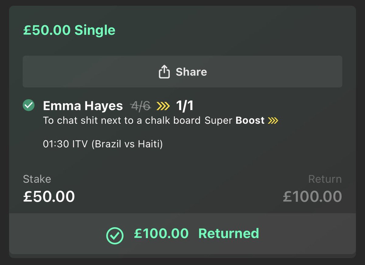 TheBettingEdgex's tweet photo. Solid boost that one, cheers Denise 🤪 https://t.co/BkInVlkHKv