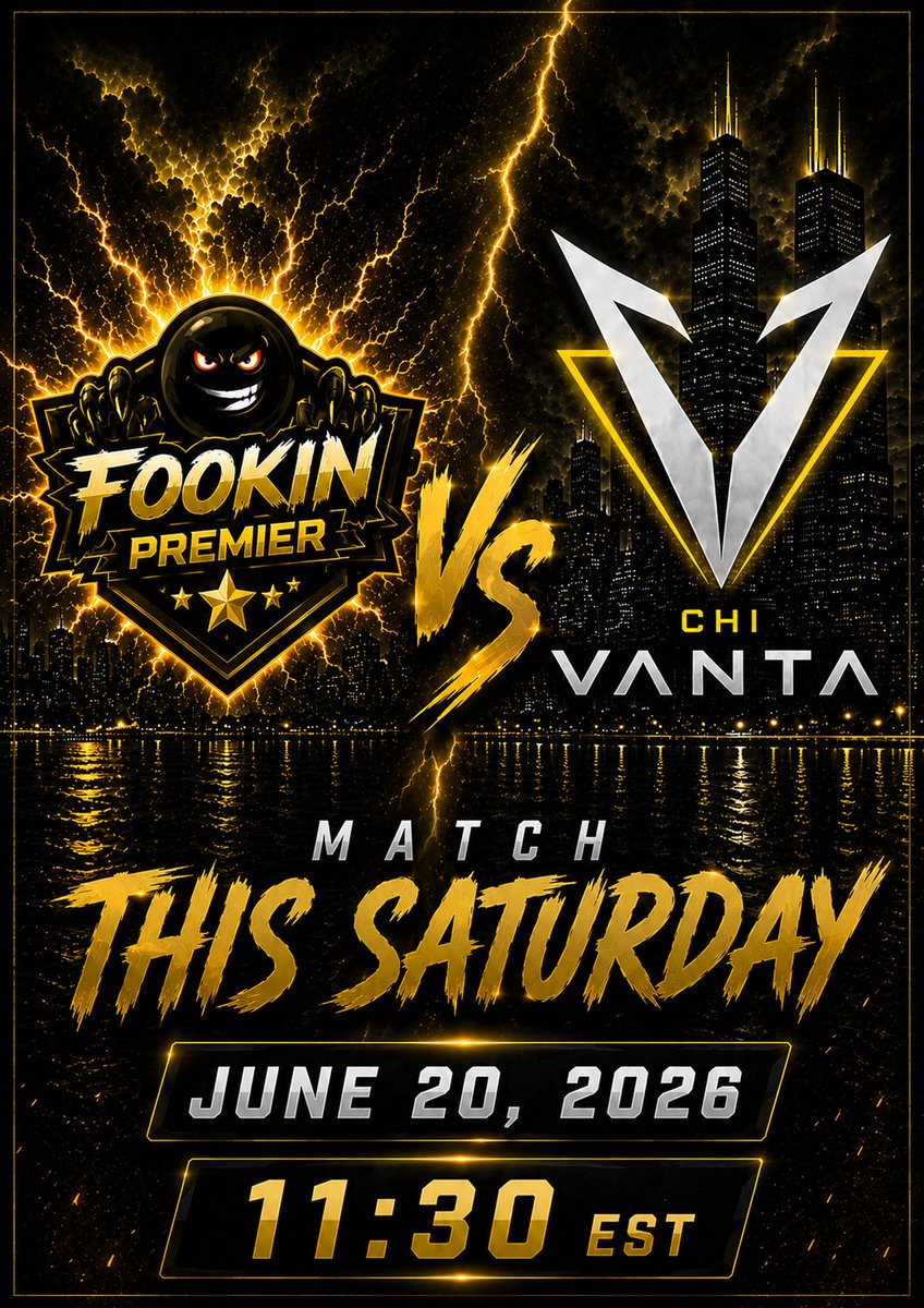 TheFookinTeam's tweet photo. MATCH ALERT!! THIS SATURDAY!!
Fookin Premier Vs Vanta Chicago
Are you ready for it?? I know we are! Come join and support our team either through our discord or on our twitch! 
We hope to see you there!
@FKTST3ALTH 
@FKTHovaMC 
@nGKChamp 
@ King https://t.co/2Cl61vqhRy