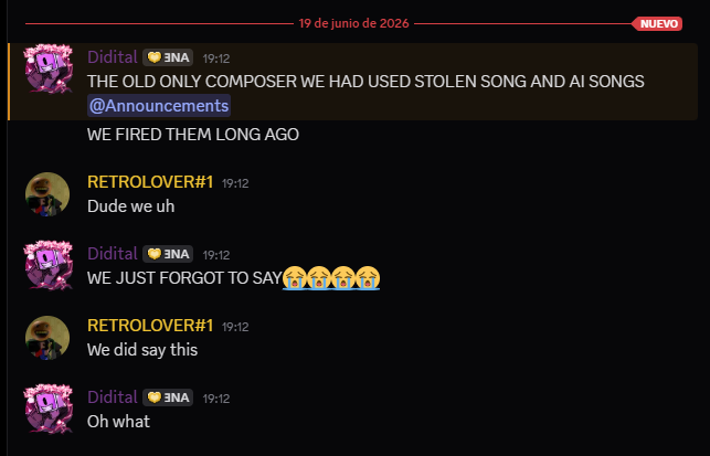 CCMNews_'s tweet photo. the old, OLDDD, composer was AI medias, this information comes from the Cryptid's Capture Gayhem discord server!  
#CCM #CCMNews https://t.co/rJ7DkQ3eV4