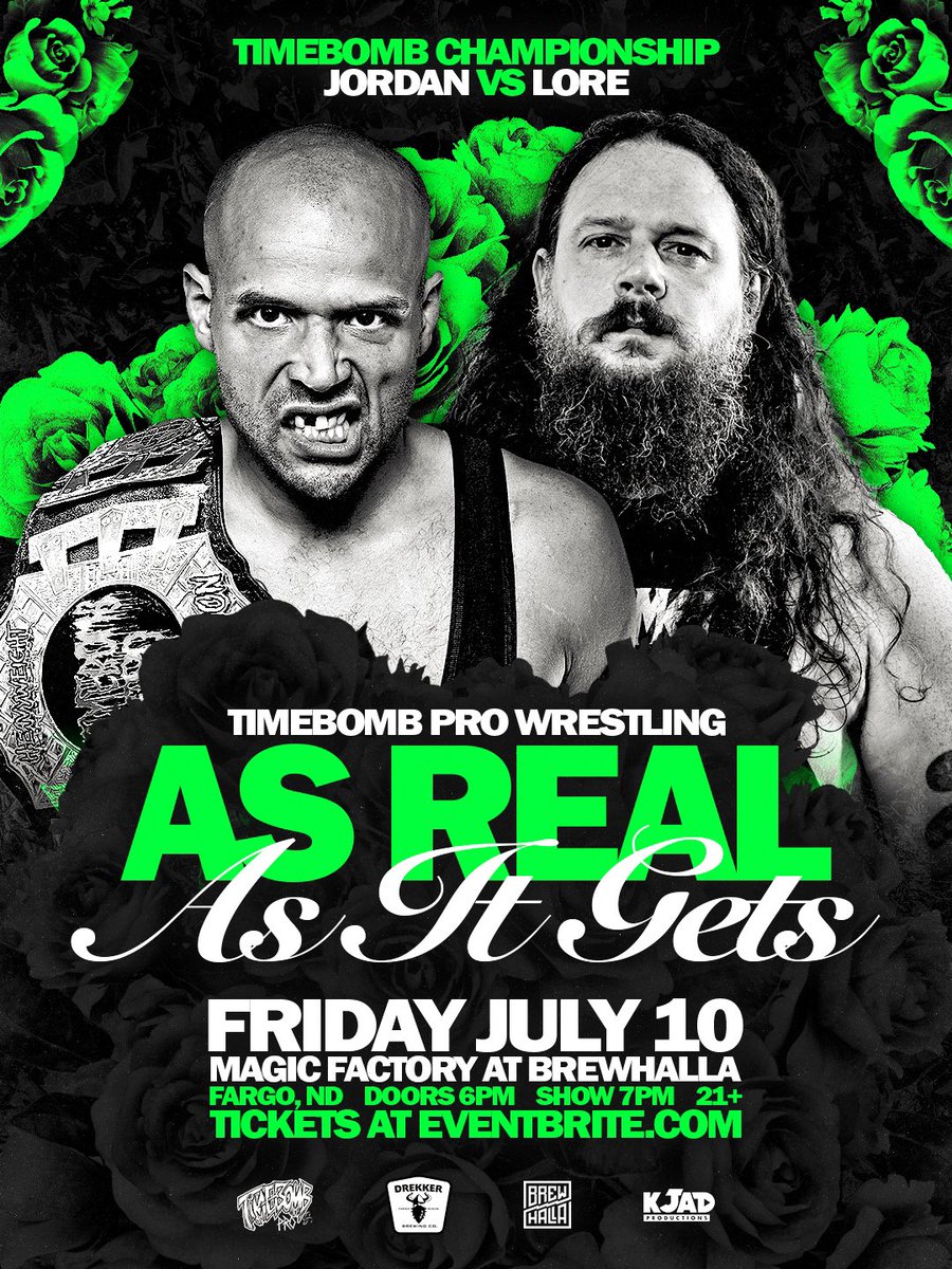 TimebombPro's tweet photo. On his historic 906th day as Timebomb Pro Champion, JORDAN walks in to Brewhalla to take on a familiar foe in LORE for the gold!

Friday, July 10th // Brewhalla
Doors: 6PM // Show: 7PM // 21+ Event

Tickets available now at: https://t.co/Osz0k082ik! https://t.co/s43Y4bIklH