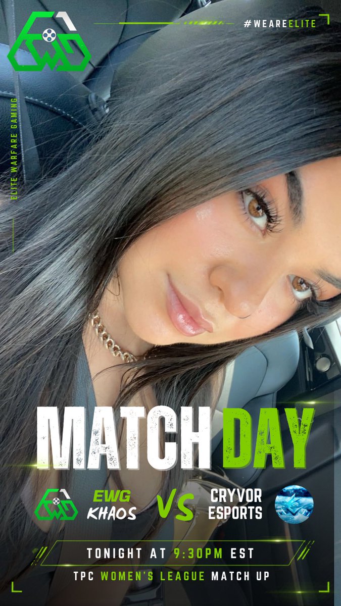 EliteWGaming's tweet photo. ⚔️ MATCH DAY ⚔️

The ladies are back & shooting tonight!
3-0 Series record is the goal after tonight. All we need is 3 map wins to complete that goal 💫

🆚 @CryvorEsports 
🏆 @TPCWomens 
📆 Tonight 
⌚️ 9:30pm EST

⬇️ Tonight’s Starters
♻️ @ilyXoTee 
♻️ @kyliek02 
♻️ @lethhli 
♻️ @MamiMegz_ 
🧠 @SweggyCOD 

POV STREAM’S
👉 https://t.co/4PLcPtPoFQ
👉 https://t.co/zclOYos9E8
👉 https://t.co/iBbmt3bOnG
👉 https://t.co/w3lB8scUph

#WeAreElite | #EWGkhaos | #EWG