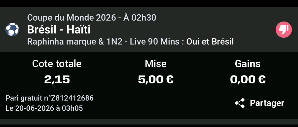 TryspaWoz's tweet photo. @UnibetFrance pourquoi je n’ai pas été rembourser alors que Raphina est sortie sur blessure? https://t.co/AhwaAMt1rr
