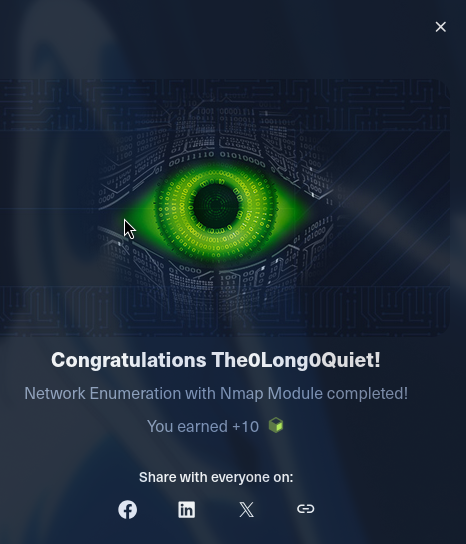 0badsecurity0's tweet photo. تم التسخين ب Nmap من @hackthebox_eu https://t.co/I5vBJKF3qM