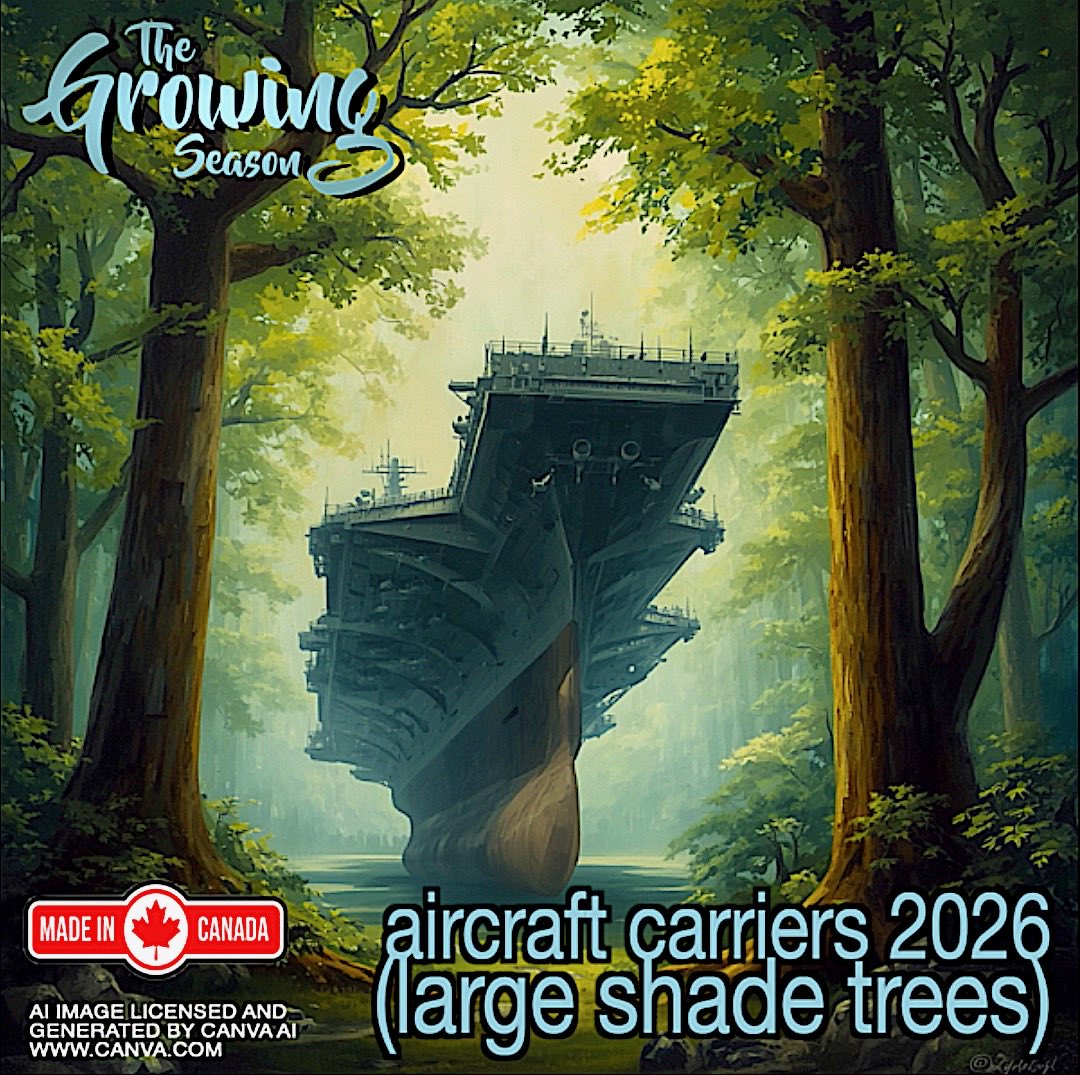 GrowingSeasonJM's tweet photo. Shade trees a.k.a Aircraft Carriers cool our homes, gift us with fall colour and can become an old friend to humans and wildlife alike.  Join The Growing Season for their Aircraft  Carriers 2026 Show on June 19 and 20 at 10:00am. @Sauga960am.  Enjoy!  https://t.co/oEBJYfySGY https://t.co/kgTxp9KSXe