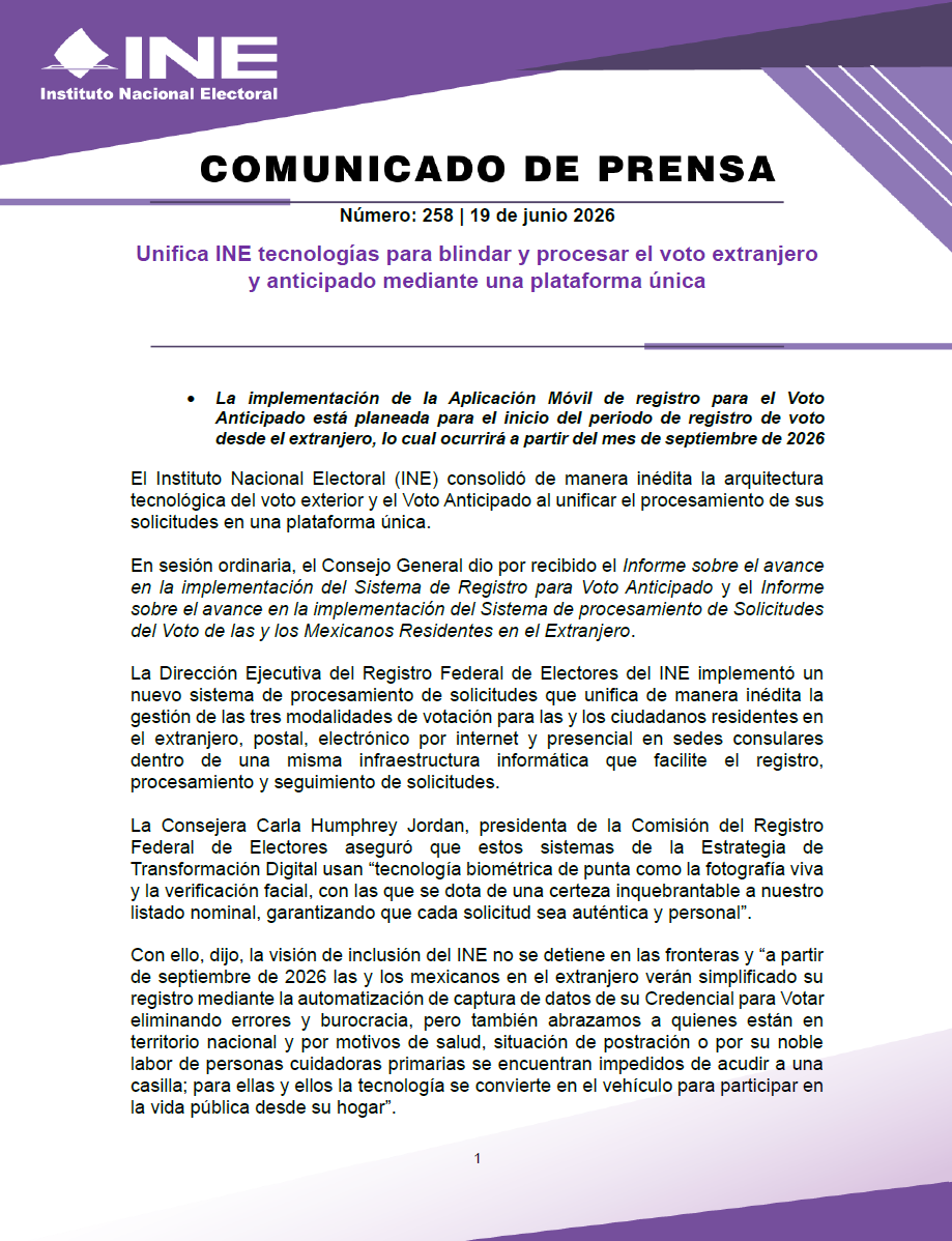 INEMexico's tweet photo. #BoletínINE 📄| Unifica INE tecnologías para blindar y procesar el voto extranjero y anticipado mediante una plataforma única.

🔗 Más información en el siguiente enlace 👇

https://t.co/LFrkk17mky https://t.co/tUgIb8Nfyc