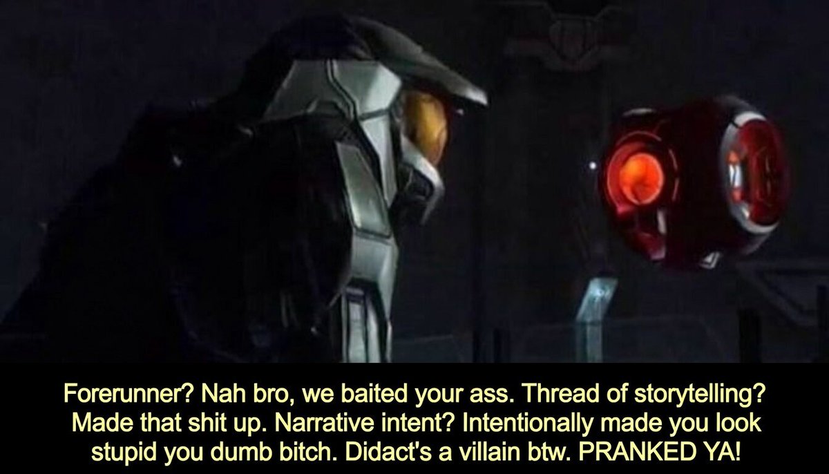 ReactionaryLuma's tweet photo. Yeah bro I remember that reveal in Halo 3. Riveting stuff. https://t.co/RgyPzsqZau
