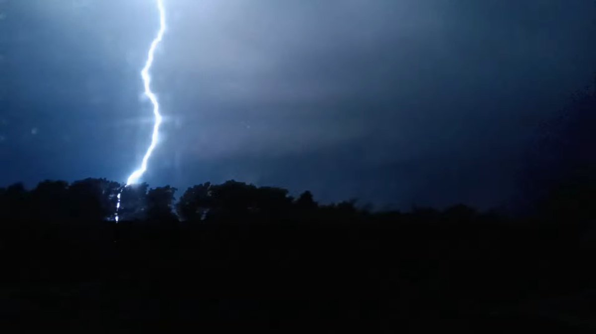 tornadartz's tweet photo. video screengrabs from when @wxdragon and I were driving in the middle of a VIOLENT lightning barrage 

the bolts were like 10x brighter than the sun and we could feel the heat/electricity pulse from some of them. So insane https://t.co/UJYKgOL7xk