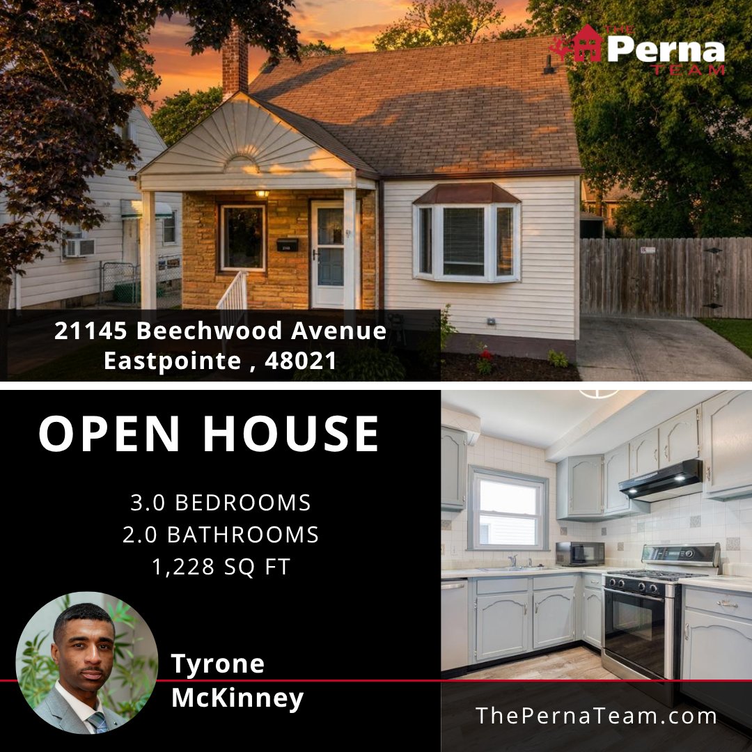PernaTeamRE's tweet photo. ✨🏠😍 OPEN HOUSE THIS WEEKEND! 😍🏠✨

🏠21145 Beechwood Avenue, Eastpointe 48021

Join Tyrone McKinney this Sat.June 20 from 1:30-3:00pm for your chance to view this beautiful 3 bedrooms,2 baths Eastpointe home!

👉👉 For more information https://t.co/kSIUB4aDea https://t.co/fg0AhEnfcR