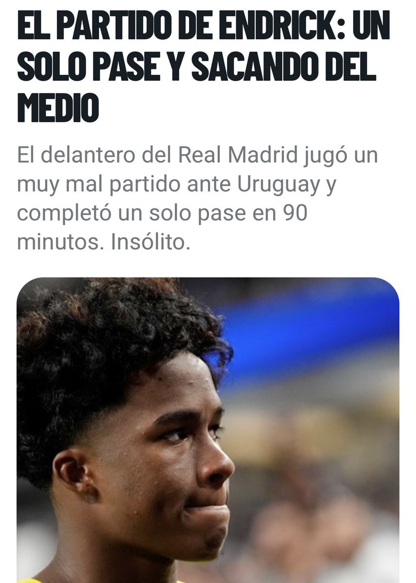 PedriFCB's tweet photo. La gente se olvida que endrick jugó 90 minutos y solo completó un pase en todo el partido ajsjja https://t.co/s50INsrlK9
