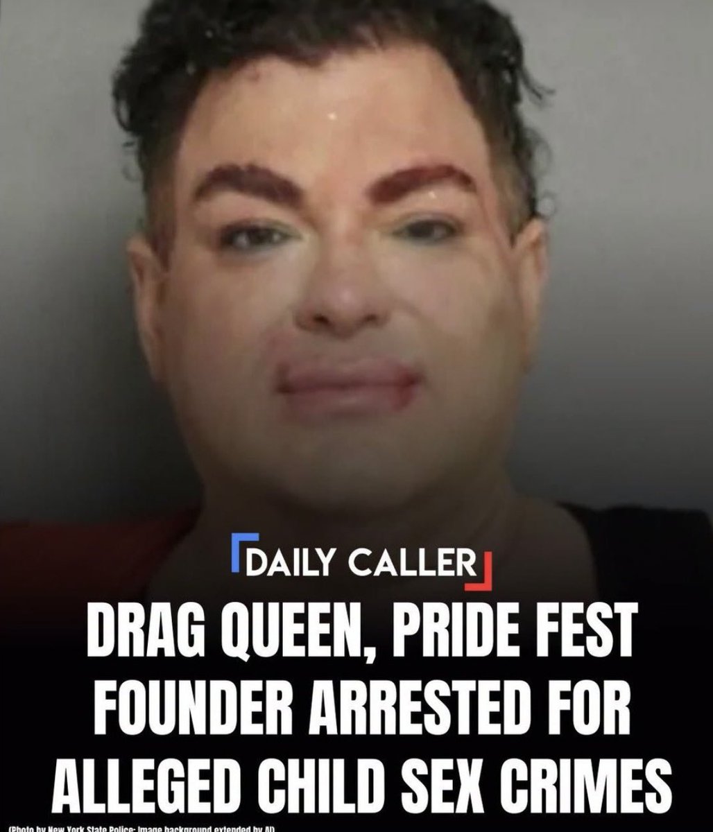 WellsJorda89710's tweet photo. 🚨 BREAKING: Drag Queen, Pride Fest Founder & School Board Official ARRESTED for Alleged Child Sex Crimes! 😱

A 46-year-old New York school board member who founded a local Pride festival has been charged with four counts of endangering the welfare of a child.
Travis J. Longo — known in drag as “Anita Buffem” — was arrested by New York State Police after authorities say he engaged in a pattern of sexually explicit communication with a child under the age of 12.

This is exactly why parents are fighting back. Kids should NEVER be exposed to this.
Protect our children. Share if you agree.
Source: Daily Caller / NY State Police     #DragQueenArrested #ProtectOurKids #PrideFest #SchoolBoardFail #ChildSafety