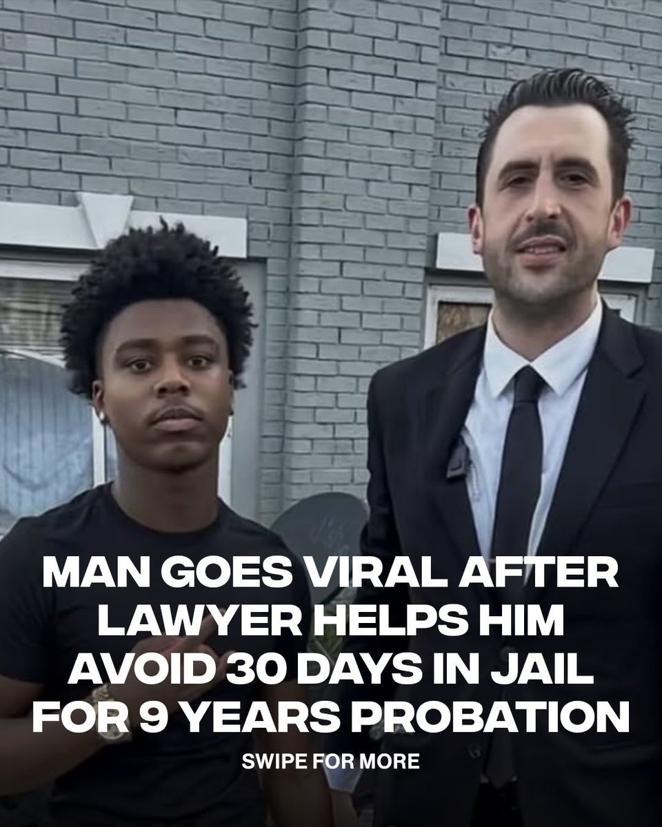 Y’all taking the 30 days in jail or 9 years probation? 🤔
A young man went viral after thanking his lawyer and celebrating a deal that swapped 30 days in jail for nine years of probation. He even posed for a photo with his attorney calling it a win, but the moment quickly
