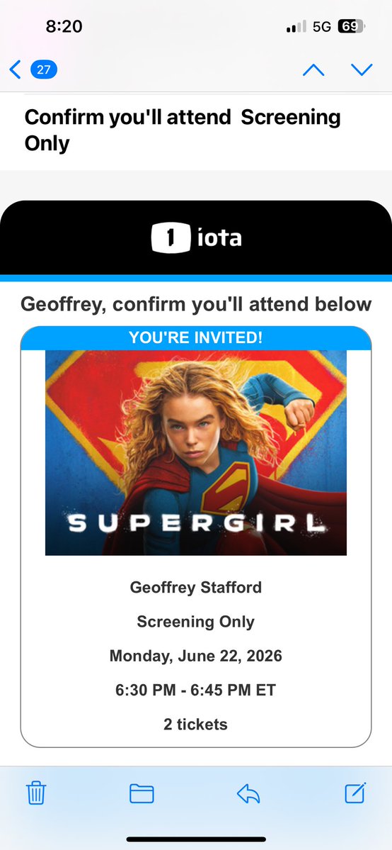 thecwflash101's tweet photo. Thanks @1iota for picking me to go the world premiere screening on Monday for @supergirl @DCOfficial https://t.co/Fh6n91agjL