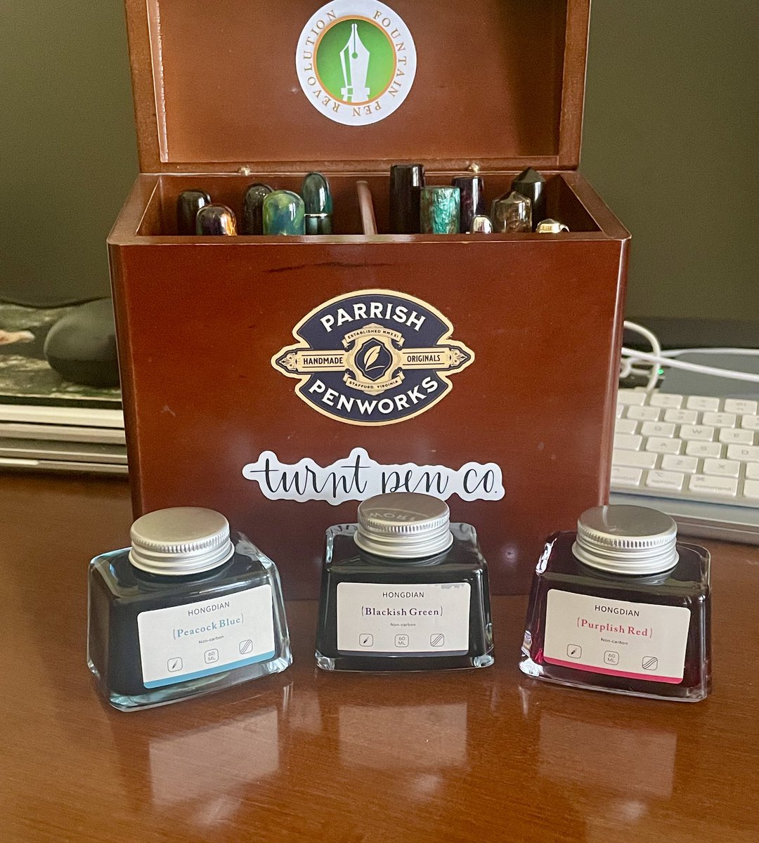 herbitter's tweet photo. Father’s Day pkg of 3 inks from our son and his family arrived. Used to pen a letter to a pen pal! https://t.co/UHuaHvEqb2