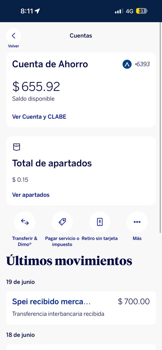 er36949412's tweet photo. Que pedo @BBVA_Mex me hice una transferencia de $700 y en cuanto mi dinero llegó me descontaron $44.08 y en la app no me sale de qué es el cargo ni por qué me lo jalaron en cuanto entró el dinero. https://t.co/QFw2AUpgbf