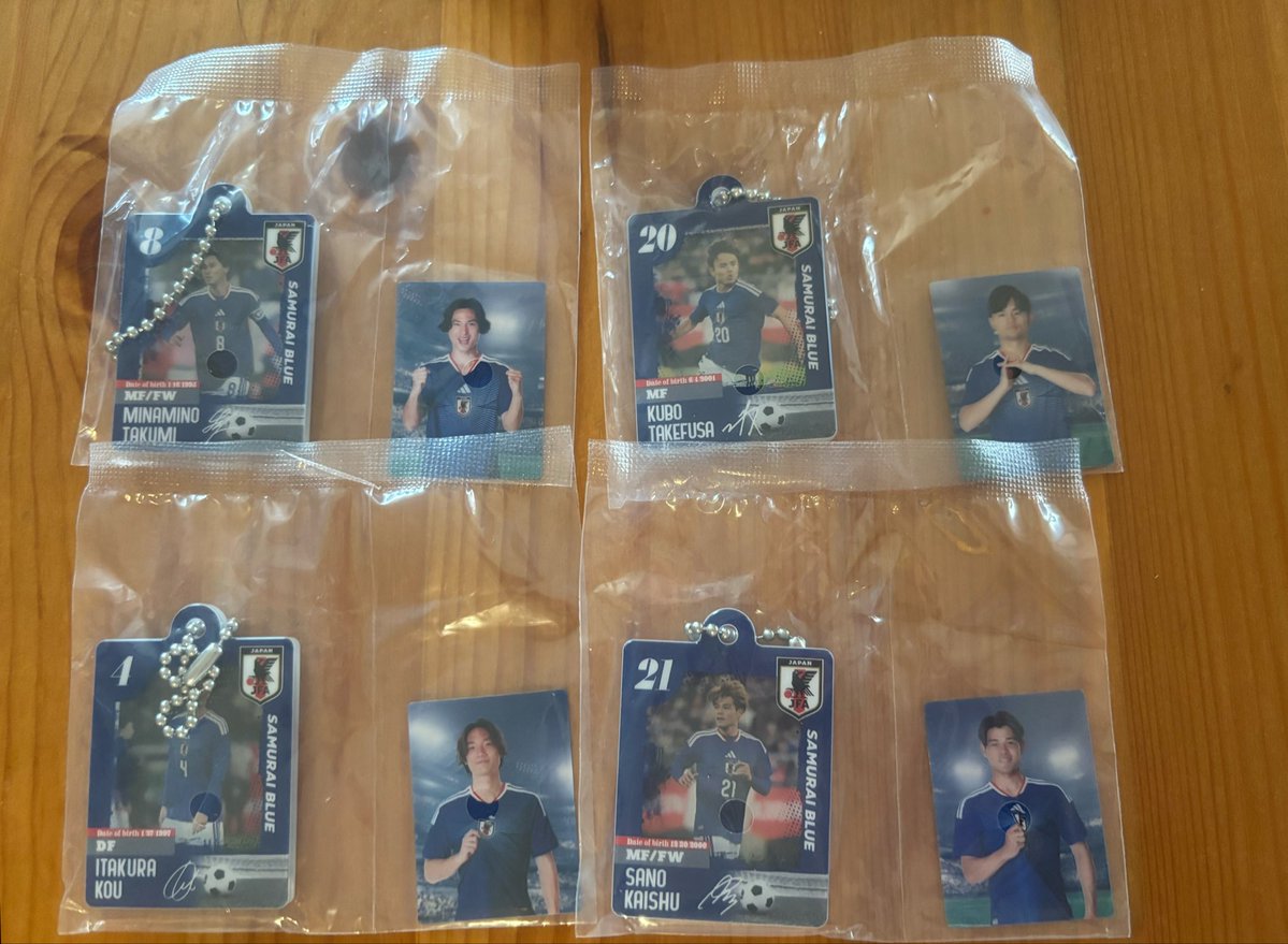be0_an4's tweet photo. ガチャガチャ 交換 

だれでもアクリルチャームDX ガチャ
サッカー日本代表ver.

譲)久保、南野、佐野、板倉
求）中村敬斗

n対1可能。
とても求めているので気軽にお声がけ下さい🙇🏻‍♀️⸒⸒

郵送のみ📮 https://t.co/bWdmu8apkZ