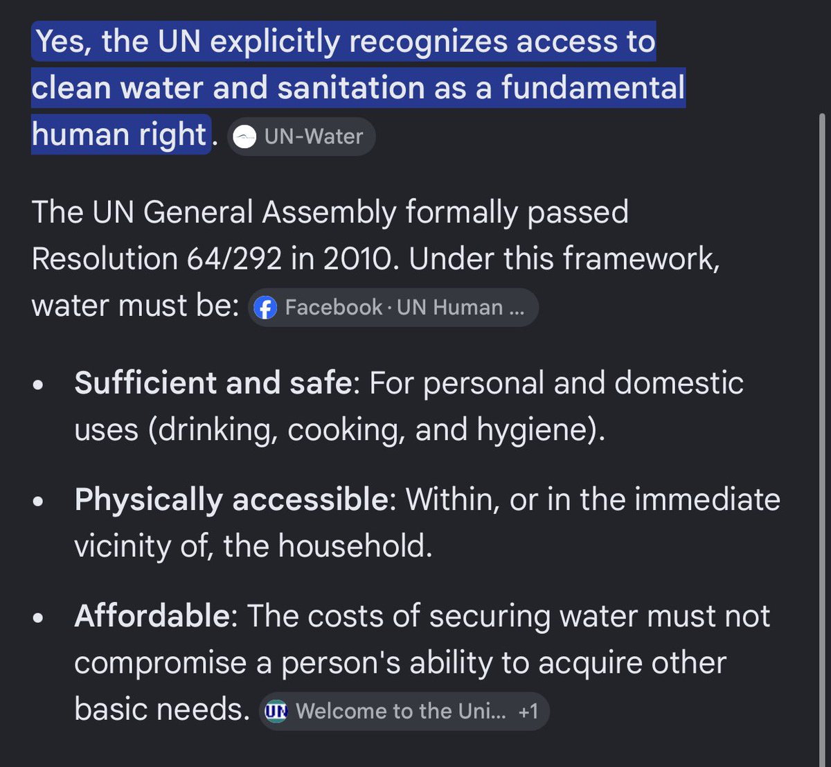 caughtup24's tweet photo. As a matter of fact water is a human right and recognized as such by the UN. https://t.co/DyxtfSXlk4