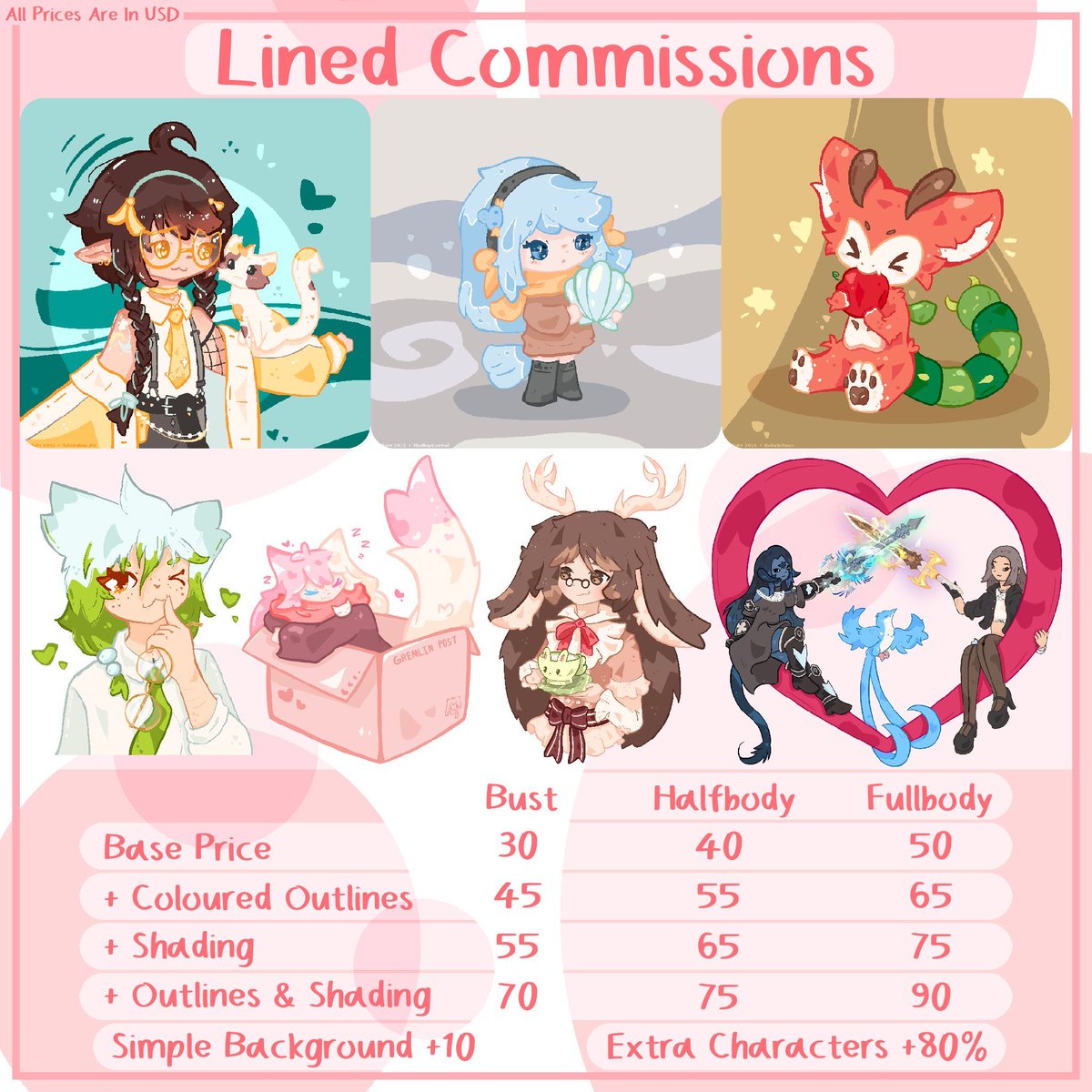 Pink_Ichigoo's tweet photo. I have once again updated my commission sheets!
And all my socials are in the last pic :3

I also have 6 slots of discounted live2d rigging open! https://t.co/VcjDZh12hn
