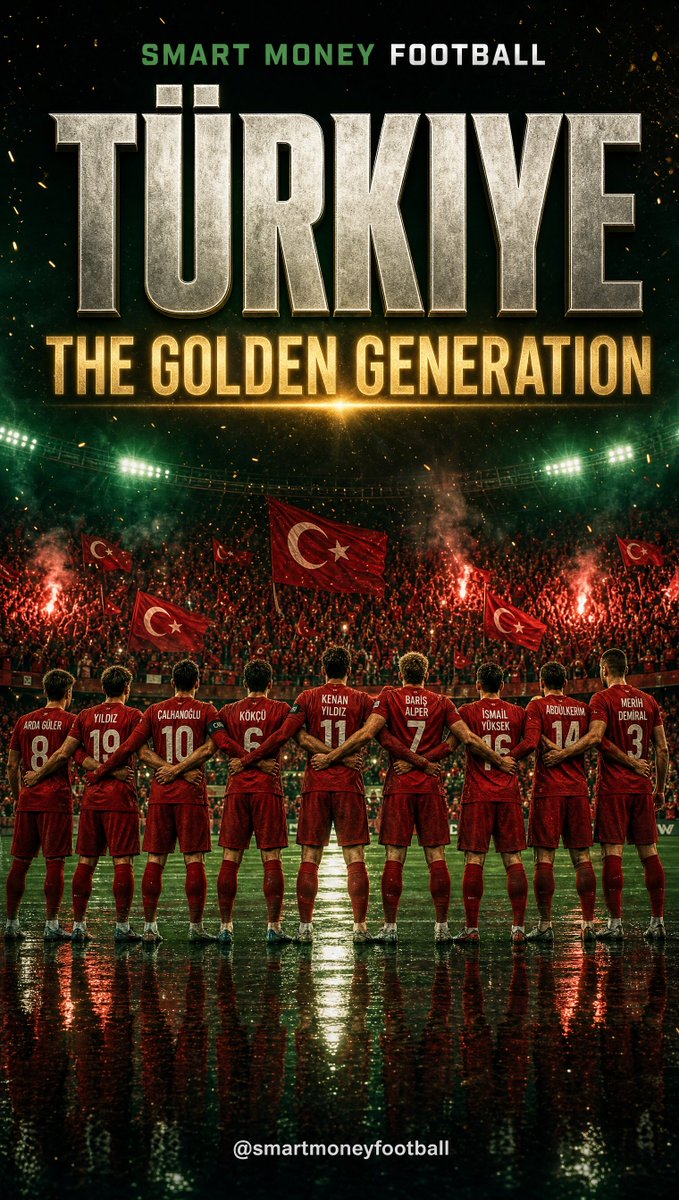 SmartMoneyFC's tweet photo. Meet TÜRKIYE 🇹🇷 The Crescent-Stars &amp; a golden generation. Arda Güler, Çalhanoğlu &amp; Kenan Yıldız under Montella. Today vs Paraguay. Haydi Türkiye!
#Turkiye #Turkey #WorldCup2026 #ArdaGuler #SmartMoneyFootball https://t.co/mhYqjFdFq1