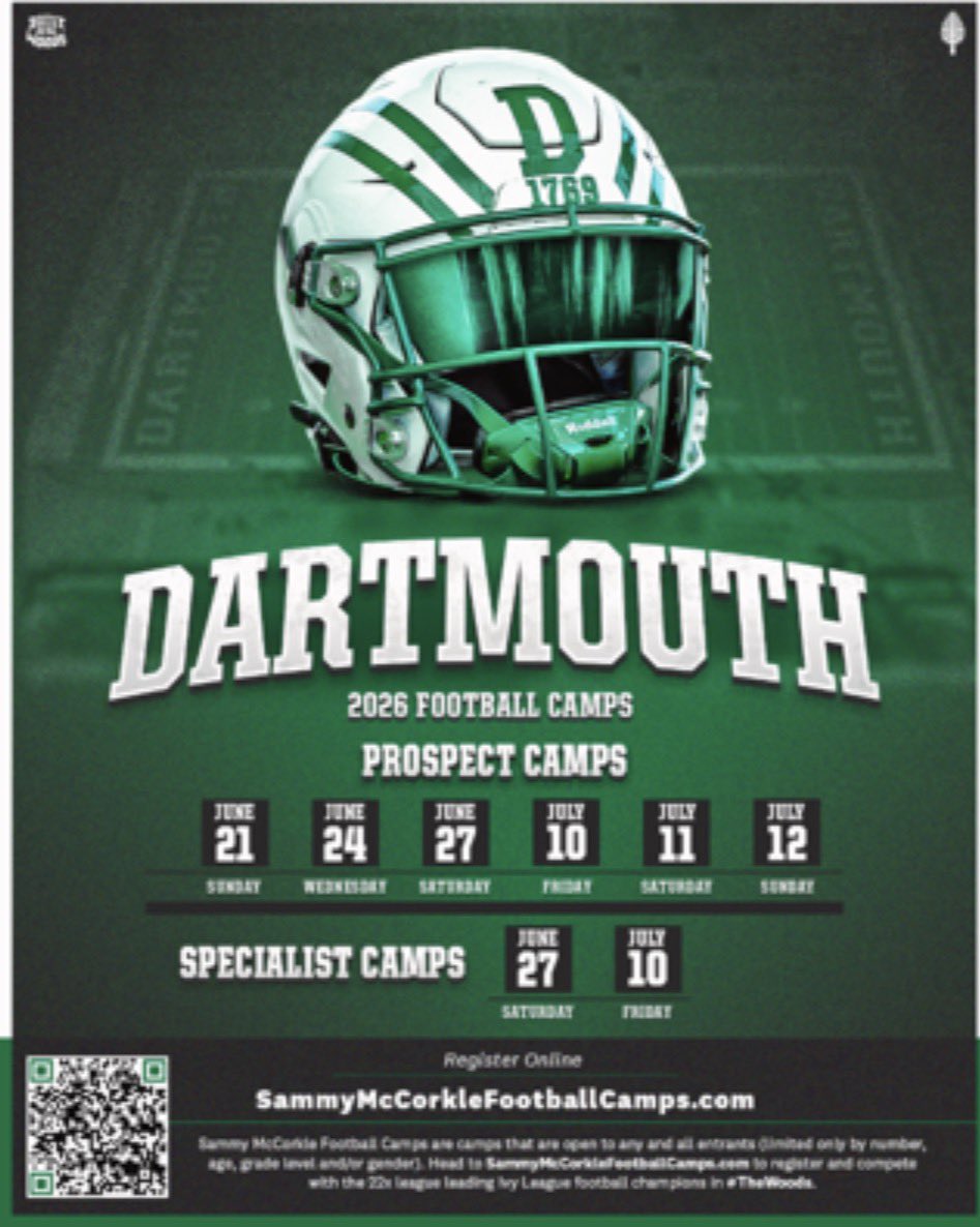 StephenCoo1129's tweet photo. I will be attending the @DartmouthFTBL prospect camp this Sunday. Can’t wait to get on campus and compete!
@coachmcfadden5 
@CoachDaft 
@HHPFootball 
@HHPAthletics 
#recruiting
#recruitment https://t.co/MVydDMPwCa