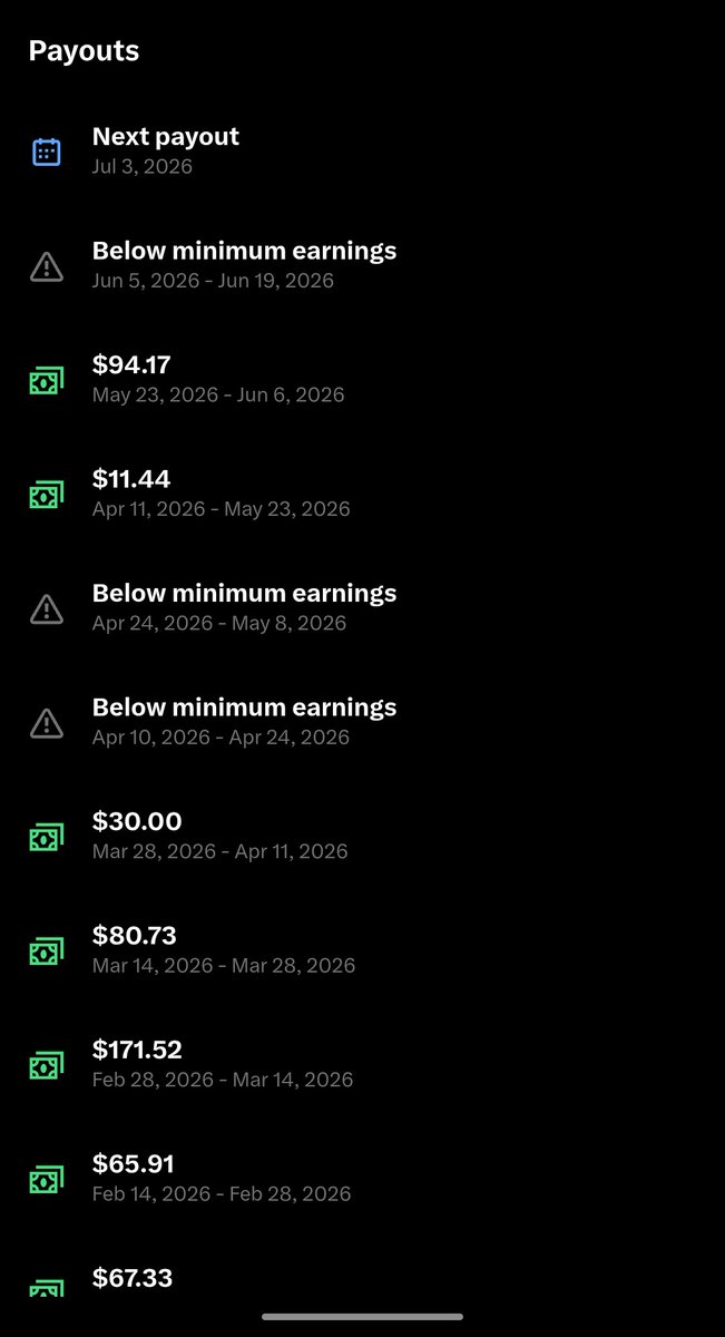 LSPN__FC_10's tweet photo. ‼️ 53M impressions and Below minimum earnings 

X payouts are a scam guys 😭🤮 https://t.co/5YlgjZaMdN