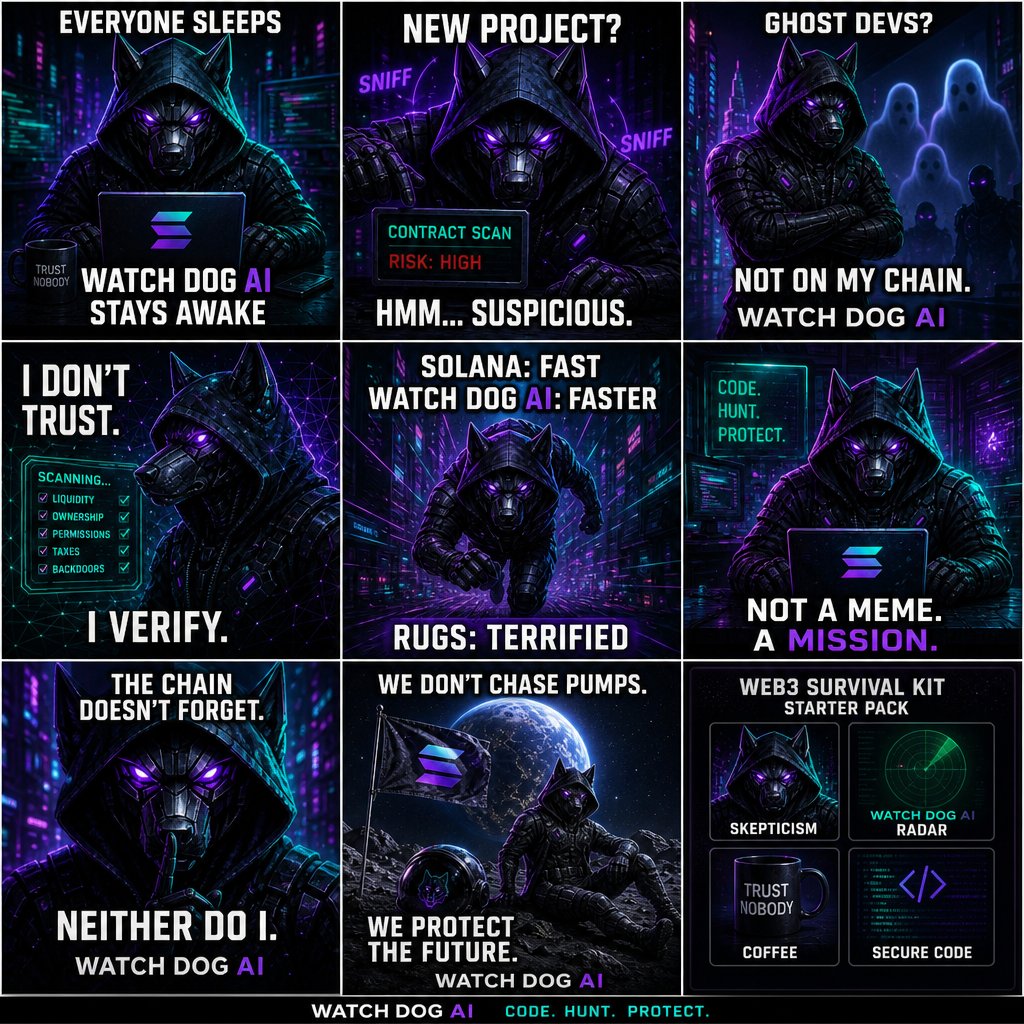 AaronFromX's tweet photo. 🐕‍🦺 WATCH DOG AI JUST LAUNCHED

The blockchain finally got a guard dog — and he’s off the leash.  
AI‑powered. Community‑driven. Zero‑sleep energy.  
If you’re tired of rugs and ghost devs, get a dog that actually watches the yard.

Stay watched. ⚡🐕‍🦺 https://t.co/yaiSzSChyx