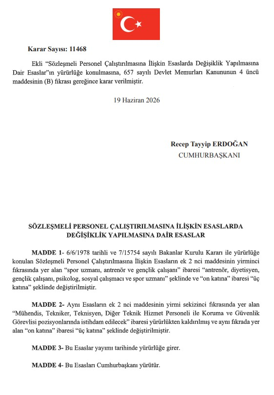 ozcnyalcin's tweet photo. Sözleşmeli Personel Çalıştırılmasına İlişkin Esaslarda Değişiklik Yapılmasına Dair Esaslar (Karar Sayısı: 11468) https://t.co/aqHwz4z364