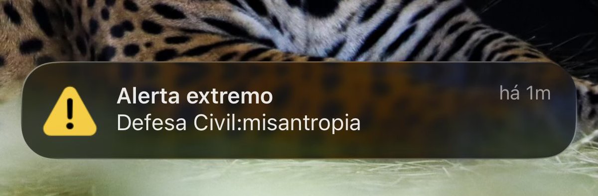 MariKowalschuk's tweet photo. POR QUE EU RECEBI ESSE ALERTA????????

Defesa Civil alertando misantropia?!?!?!????!!? https://t.co/eN3yn6W5yH