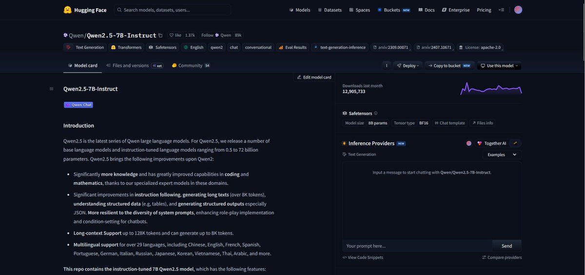 imandreans's tweet photo. Hari ke-19 belajar AI Engineering

Kelar belajar Hugging Face, langsung praktek. Hari ini aku belajar bagaimana memilih AI Model dan mengimplementasikan inference client untuk menggunakan AI Model, tanpa harus download. https://t.co/iXhIGnLosm