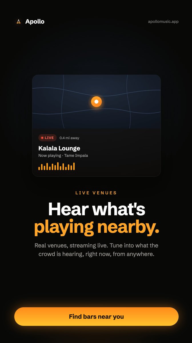 ApolloMusicUS's tweet photo. Your new music app, built for the way you actually listen.

One app. Every song, every screen, every night out. 

Apollo is here: stream, discover with flows, sync across iOS, Android, and web, and tune into venues playing live near you. 

Start free → https://t.co/3xHnYMvR7P