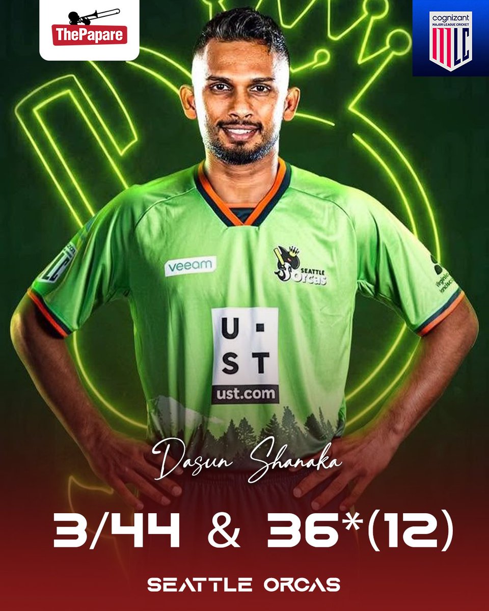 ThePapareSports's tweet photo. Dasun Shanaka delivers when it matters most as Seattle Orcas overcome Washington Freedom in MLC 2026.

#MLC2026 https://t.co/1Z8FSI5kcI