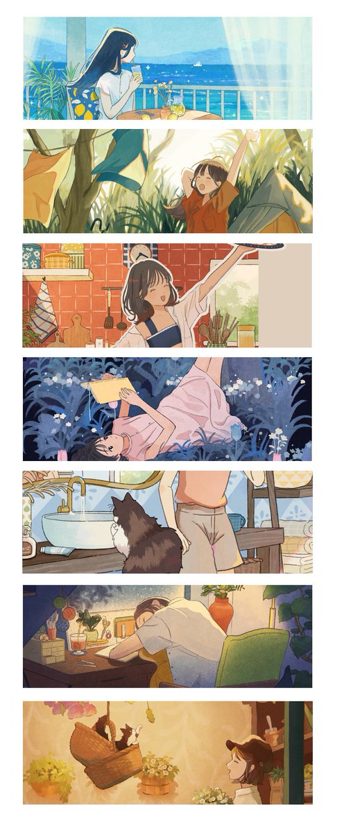 グループ展で販売する新刊
「暮らし」
昨年の展示作品と、今年描き下ろした作品を掲載しています。表紙がお気に入りです🐈 