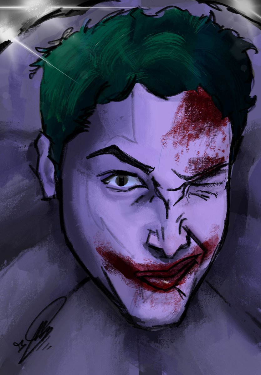 chromarts_'s tweet photo. #joker #digitaldrawing I made using myself as a reference / drawn in #procreate 

(The color theory was tuff on this one) https://t.co/EgiloKD6ib