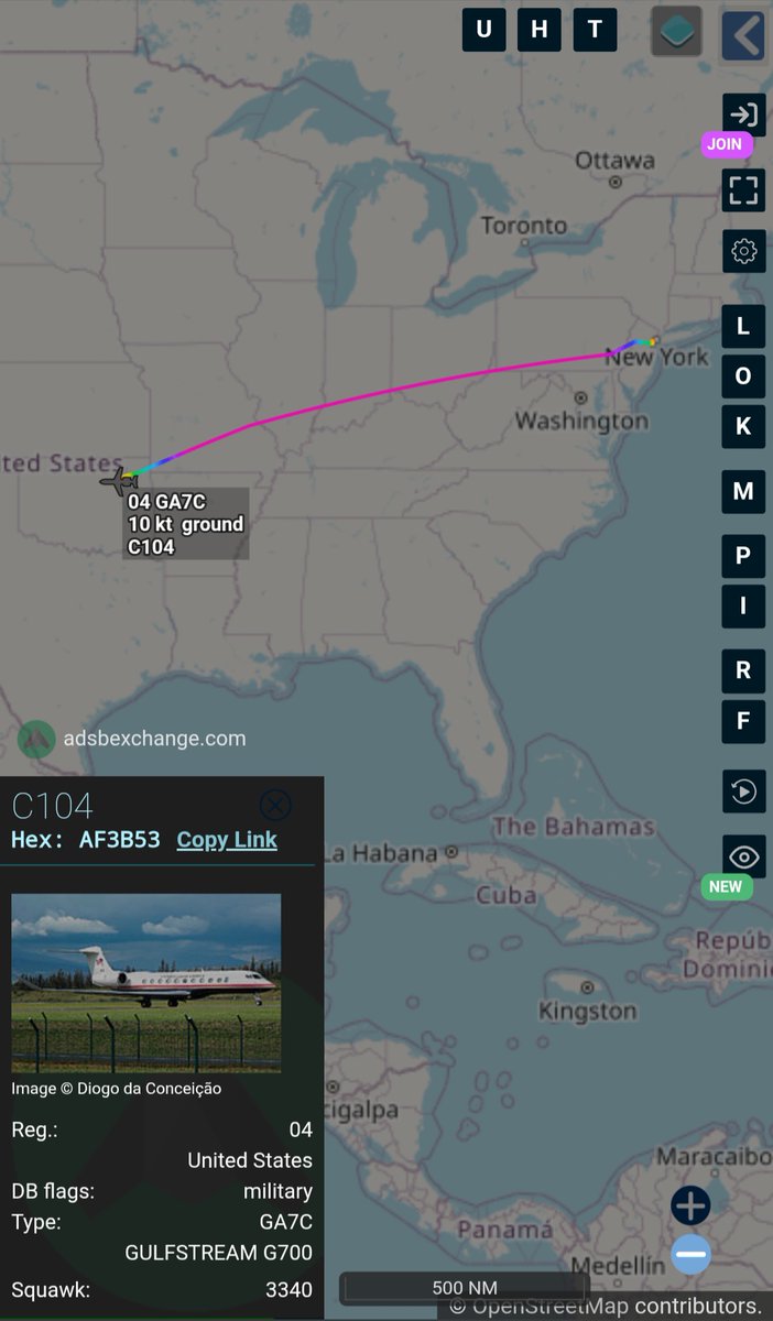 Borrowed7Time's tweet photo. USCG Gulfstream G700 reg 04 #AF3B53 as C104 en route from Newark to Tulsa with DHSSEC Mullin on board.
@sipjack1776 @LadyAstroJet https://t.co/rBLEUBP1Xv