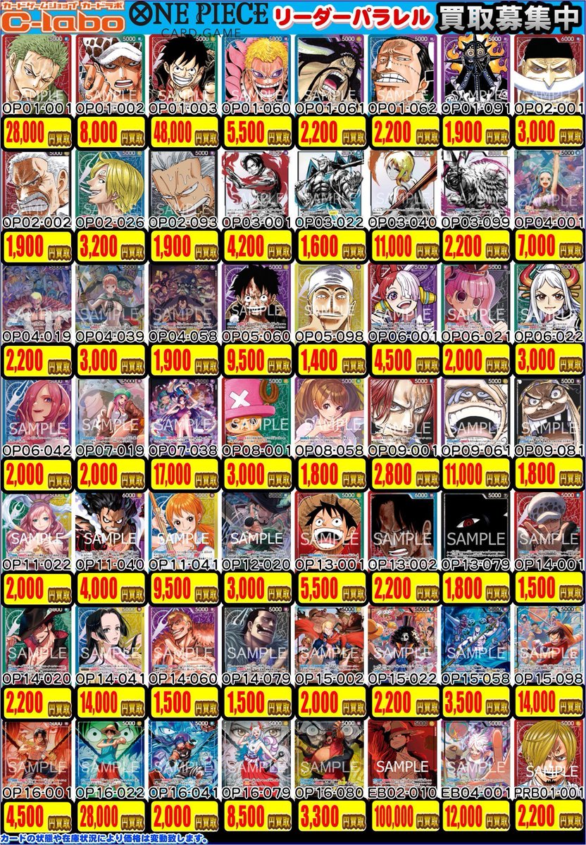 ワンピース デッキパーツ・パラレル買取情報】 デッキパーツとパラレル