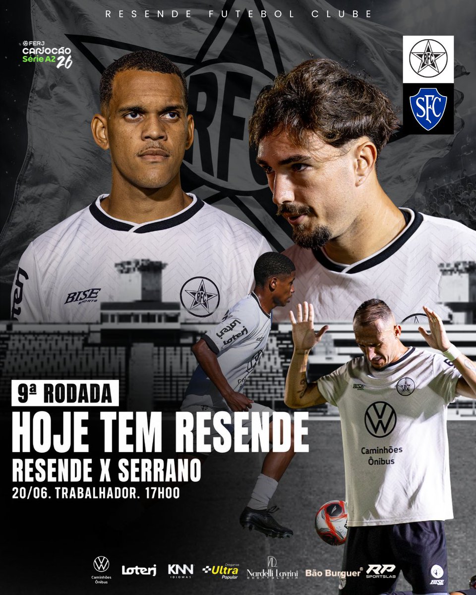 Resende_FC's tweet photo. HOJE TEM GIGANTE DO VALE! 🐺🔥

Hoje (20), é dia de Resende FC contra o Serrano, às 17h00, no estádio do Trabalhador, pela 9ª rodada do Carioca A2.

Venha apoiar e torcer pelo Gigante do Vale! 👊⚫️⚪️

🎟️ Ingresso: Meia: R$10,00 e Inteira: 20,00 https://t.co/Pg6WisYmWS