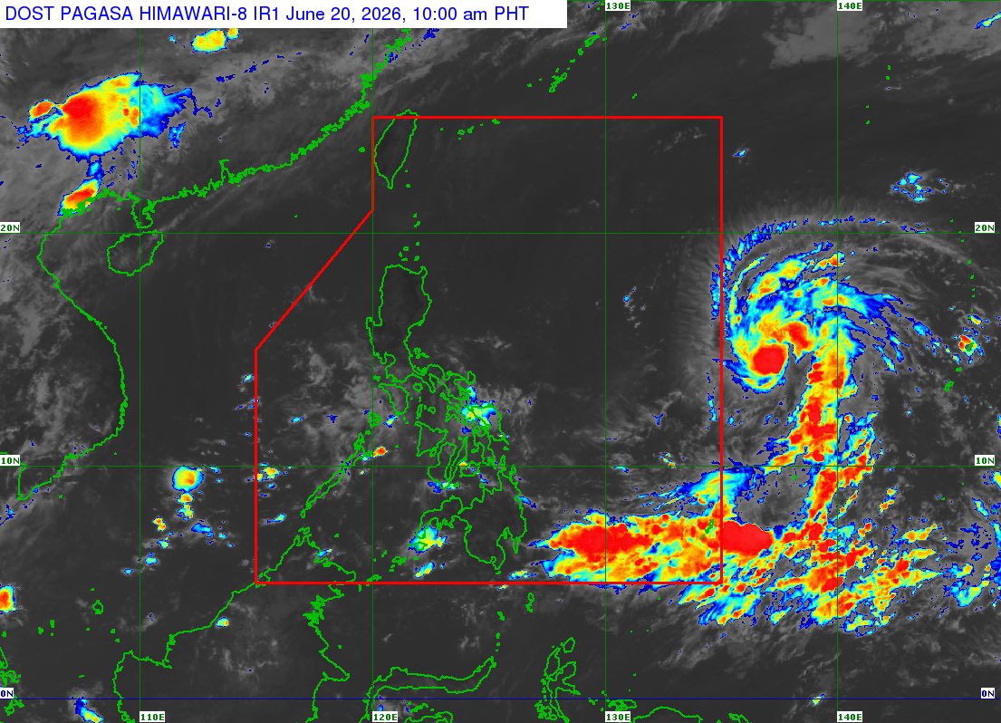 arielrojasPH's tweet photo. BAGYO UPDATE 🌀
11AM, June 20, 2026

Tropical storm Mekkhala is now nearing severe tropical storm strength ahead of its Philippine area of responsibility entry on Saturday night or early Sunday.

It will be assigned the local name #FranciscoPH once inside the PAR. https://t.co/js2zTvdCLn