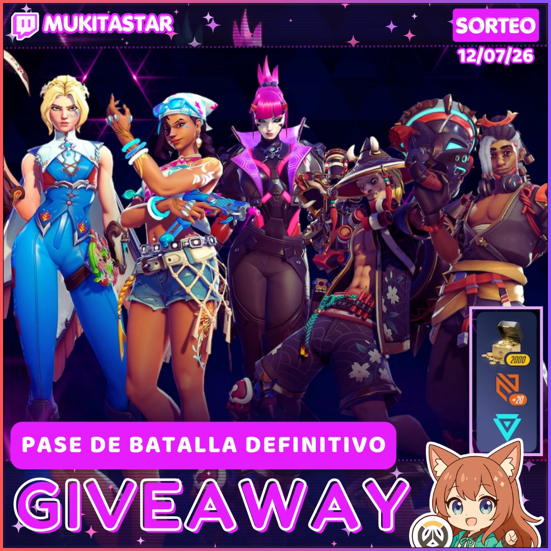 MukaiMei's tweet photo. SORTEO: PASE DE BATALLA DEFINITIVO

REQUISITOS: 
• Follow en X, Twitch y TikTok → @MukaiMei 
• comparte + Like 
• Comentá  y etiquetá a un amigo 
• Canjeá tus tickets en stream 🎟️

Gracias @Blizzard_Ent  y @OverwatchLATAM
por los códigos! #OverwatchLATAM #OverwatchTemporada2 https://t.co/YPMFfDozZV