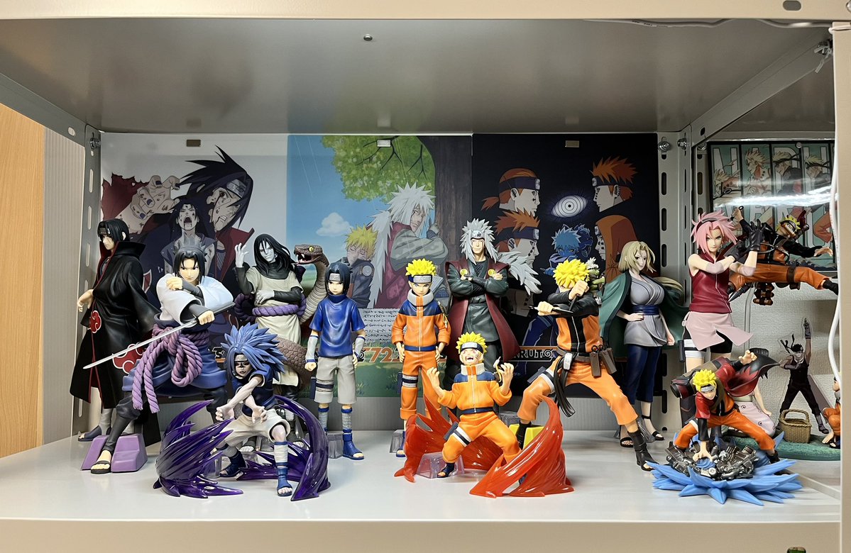 リペイントフィギュア 5体セット カードゲームのせいでNARUTO熱が上がってしまったのでディスプレイ並べ