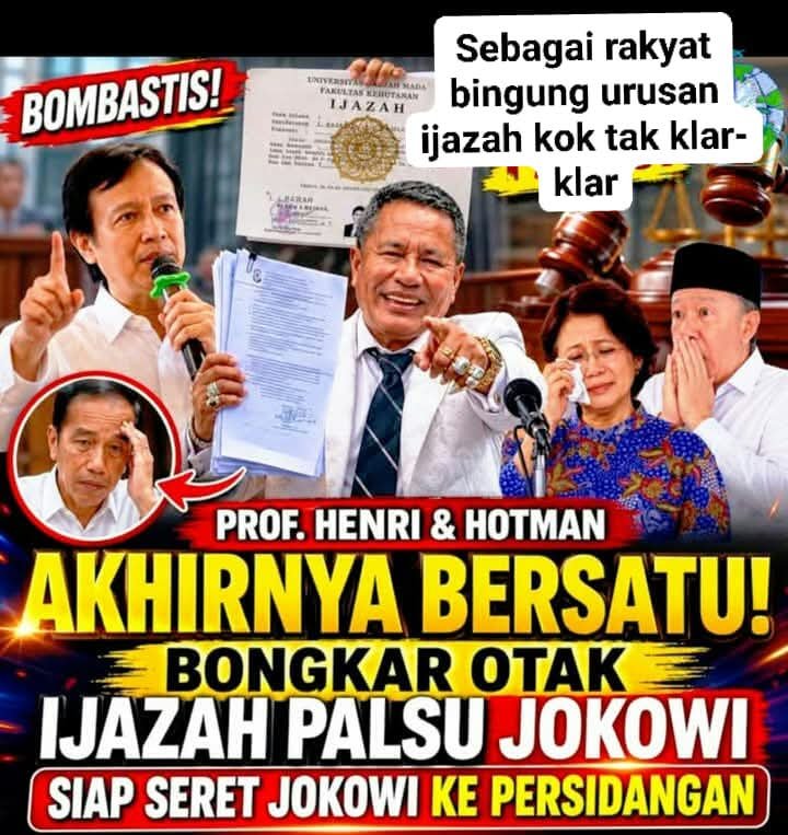 ArdieSuhardi321's tweet photo. SIAP SERET JOKOWI KEPERSIDANGAN...

PROF. HENDRI DAN BANG HOTMAN AKHIRNYA BERSATU....

BONGKAR OTAK IJAZAH PALSU JOKOWI....‼️

#RevolusiBebaskanRoyTifa
#RevolusiBebaskanRoyTifa
🆘🆗 https://t.co/BXU4qX9YLu